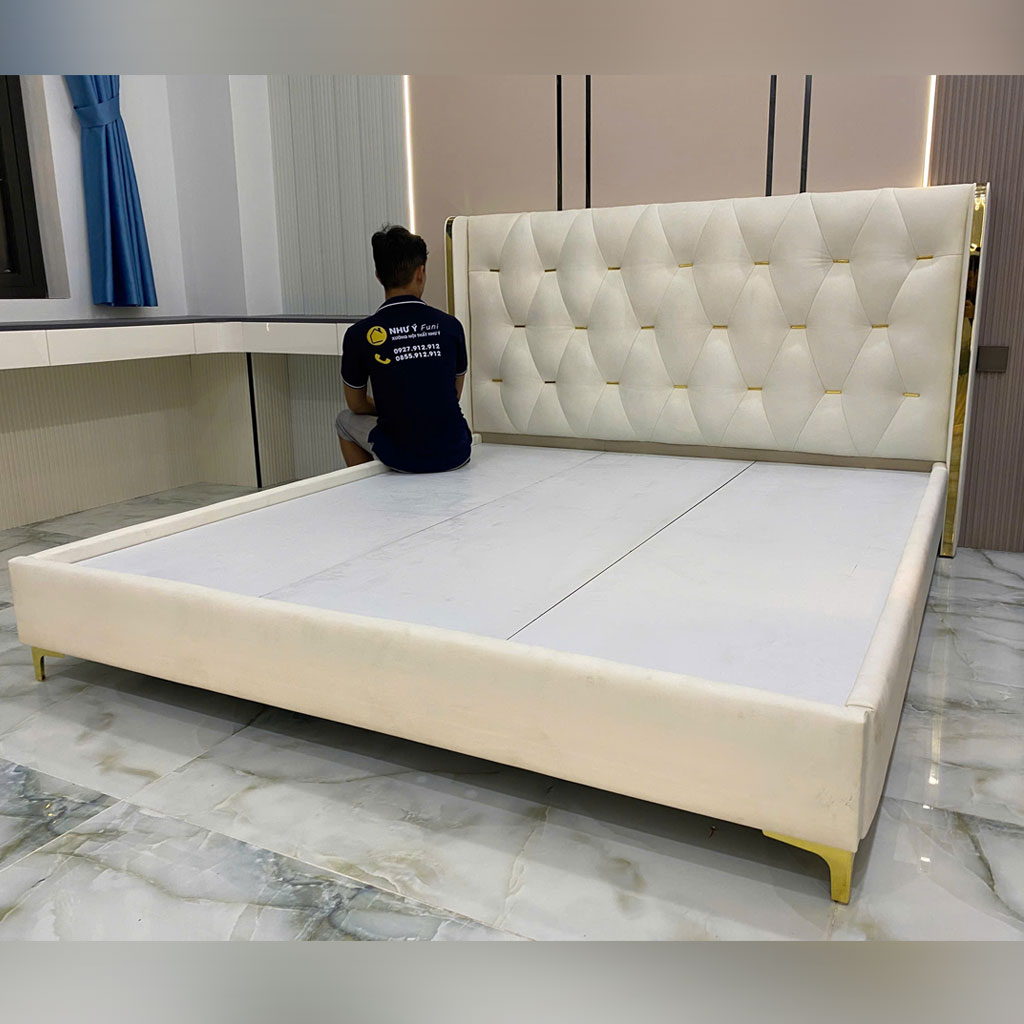 Giường Bọc Nệm Hiện đại cắt CNC
