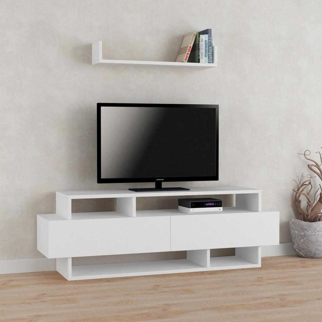 Kệ Tivi Gỗ MDF 3 Tầng Phối Màu – Thiết Kế Lệch Hiện Đại | Như Ý Funi